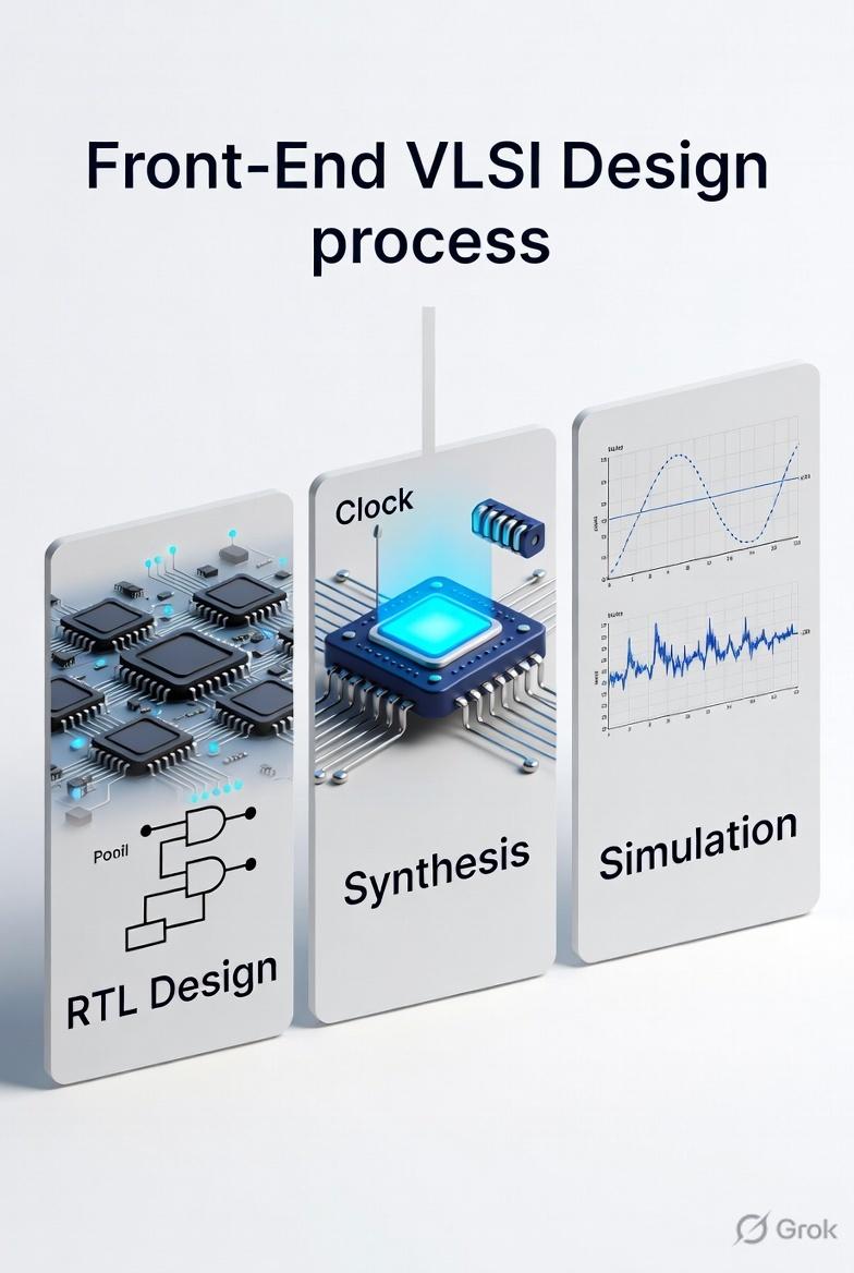 Front-End VLSI Roles Explained: RTL Design, Synthesis, and Simulation.